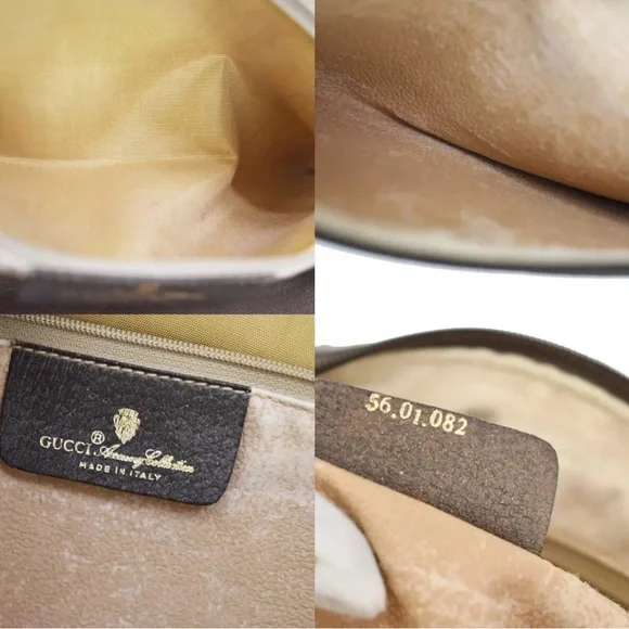 #3 GUCCI GG PATTERN SHERRY CLUTCH BAG PVC LEATHER BROWN USED - LIVE SHOW! - Picture 10 of 10